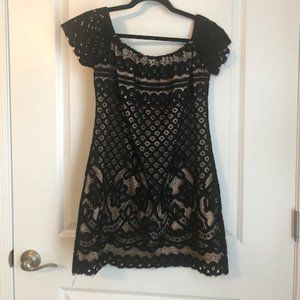 OFF THE SHOULDER EYELET DRESS